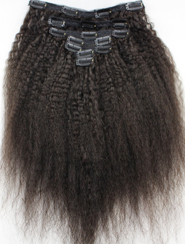 Kinky Straight Clip Hair Extensions: Blow dried curly hair